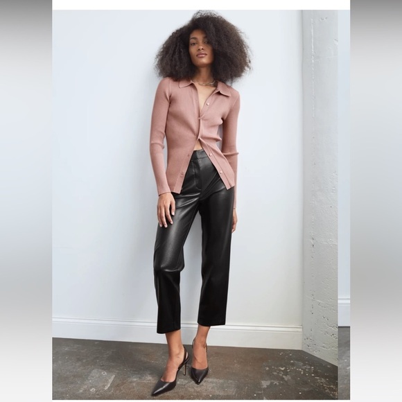 Aritzia Babaton Command Cropped Pant Mid-rise Vegan Leather pants size 4 - Picture 1 of 10